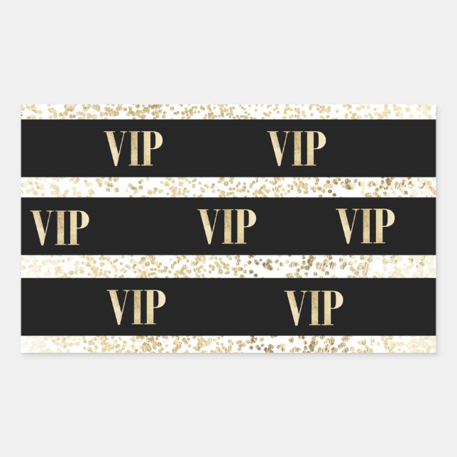 Chic black and gold confetti stripe VIP Sticker (Front)