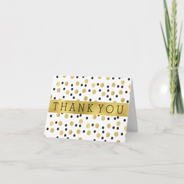 Chic Black and Gold Confetti Thank You (Front)