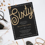 Chic Black and Gold Script 60th Birthday Invitation<br><div class="desc">Chic Elegant Black and Gold Script 60th Birthday Invitation
Your guests will know that this will be a special party by just looking at this invitation!</div>