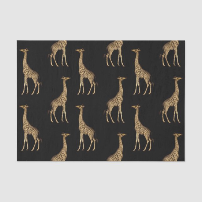 Chic Black and Golden Giraffe Print Tissue Paper (Front)