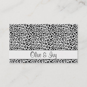 Chic Black and Grey Leopard Print Business Card