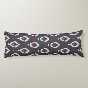 Chic black and purple ikat tribal patterns body pillow