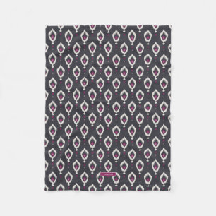 Chic black and purple ikat tribal patterns fleece blanket