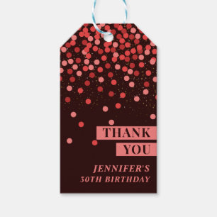Chic Black and Red Confetti Thank You Gift Tags
