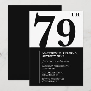 Chic Black and White 79e anniversaire invitation
