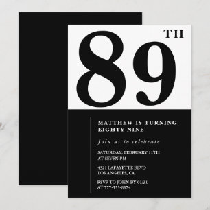 Chic Black and White 89th birthday invitation