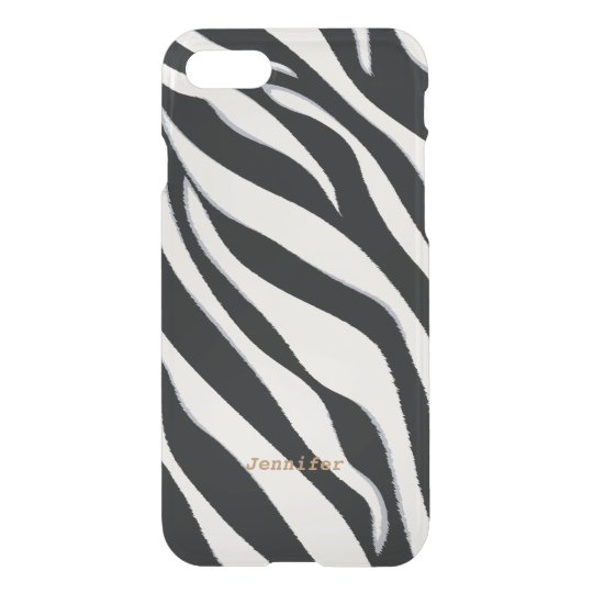Chic black and white abstract zebra print monogram iPhone 8/7 case