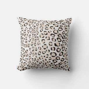 Chic black and white cheetah print monogram throw pillow