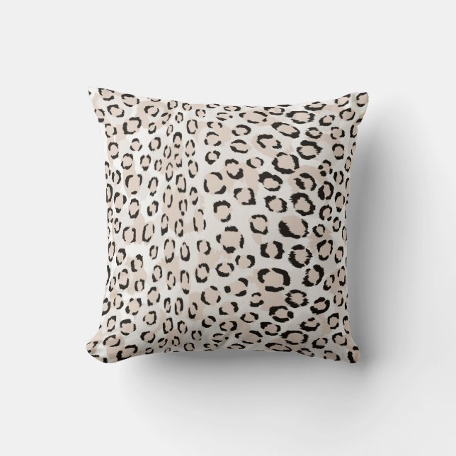 Chic black and white cheetah print monogram throw pillow (Front)