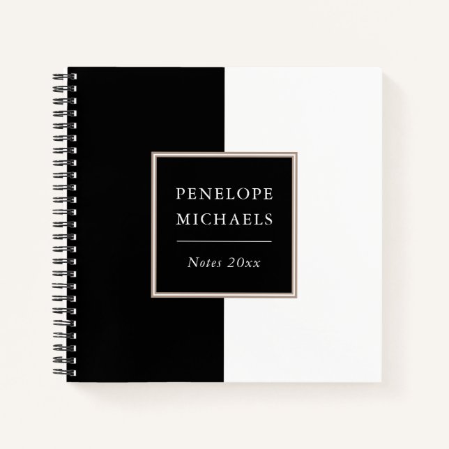 Chic Black and White Colour Block Notebook (Front)