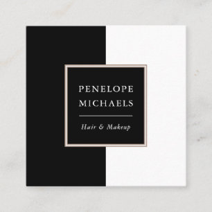 Chic Black and White Colour Block Square Business Card