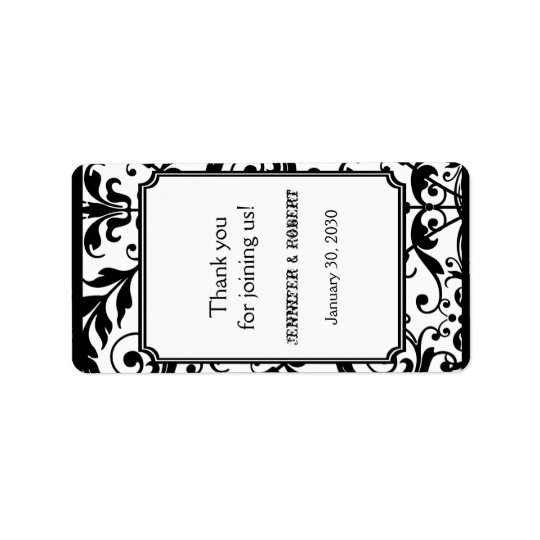 Chic Black and White Damask Wedding Lip Balm Label