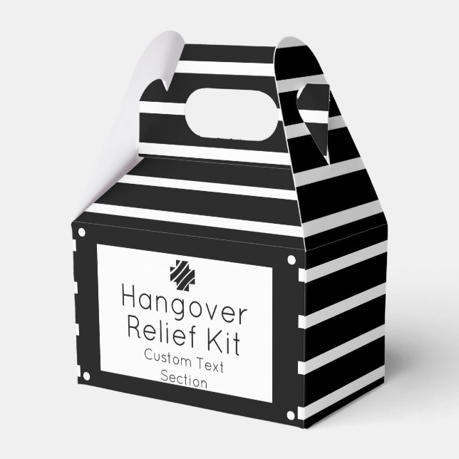 Chic Black and White Hangover Relief Kit Favor Box (Front Side)