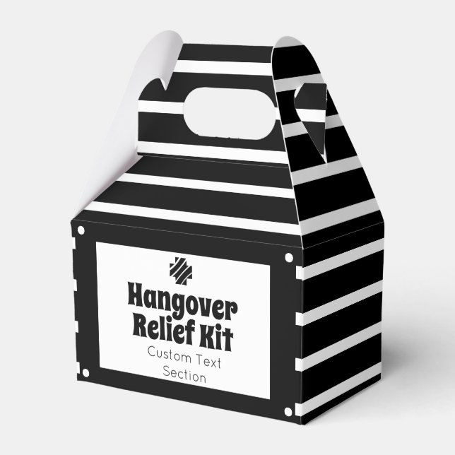 Chic Black and White Hangover Relief Kit Favor Box (Front Side)