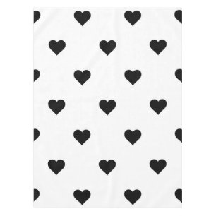 Chic Black and White Heart Romantic Table Setting Tablecloth