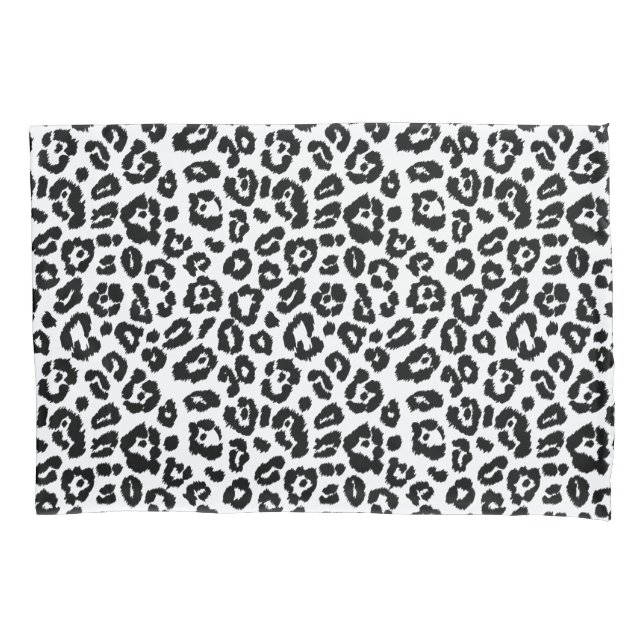 Chic Black and White Leopard Print Pillowcase (Front)