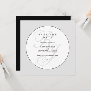 Chic Black and White Monogram Save the Date