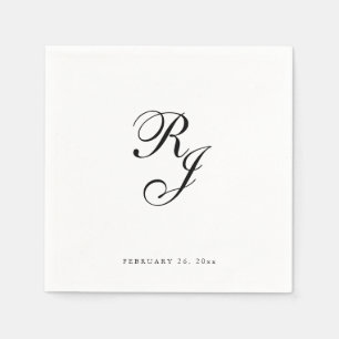 Chic Black and White Monogram Wedding Napkins