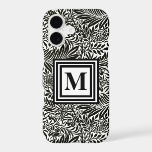 Chic Black and White Monogrammed Botanical Pattern