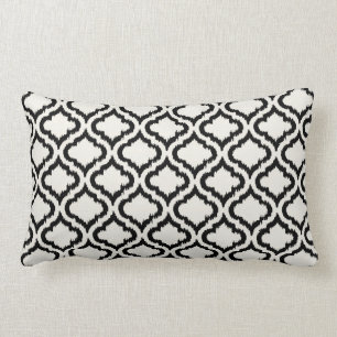 Chic black and white moroccan pattern ikat pillow