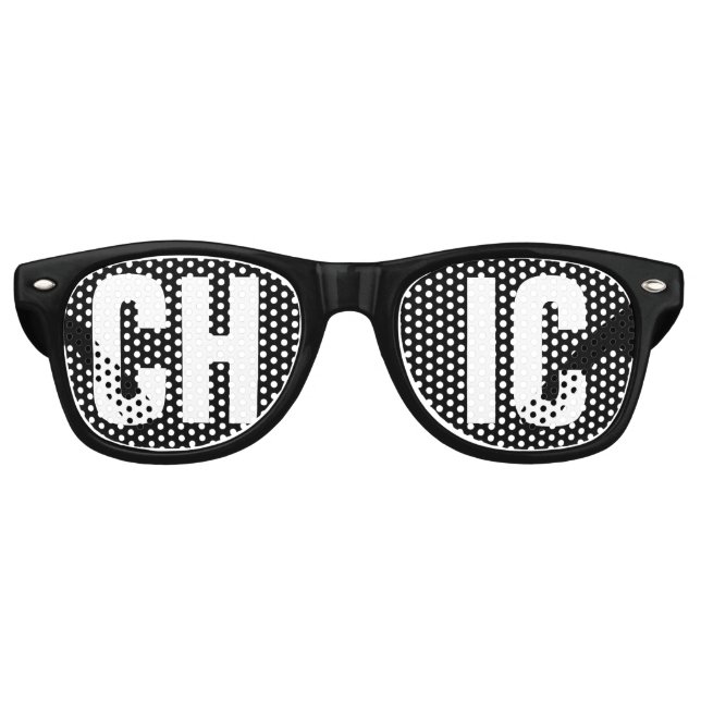 'CHIC' Black and White Party Retro Sunglasses (Front)