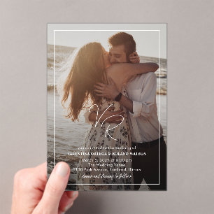 Chic Black and White Photo Modern Wedding Acrylic Invitations