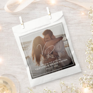 Chic Black and White Photo Modern Wedding Favour Bag