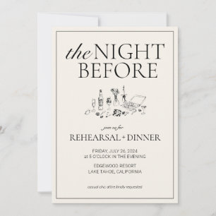 Chic Black and White Rehearsal Dinner Invite