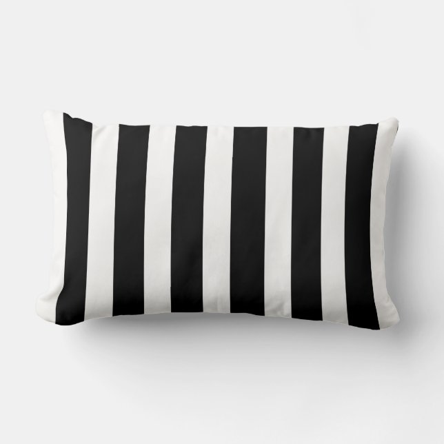 Chic Black and White Striped Cushion (Front)
