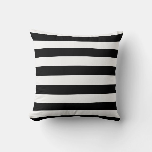 Chic Black and White Stripes Throw Pillow (Front)