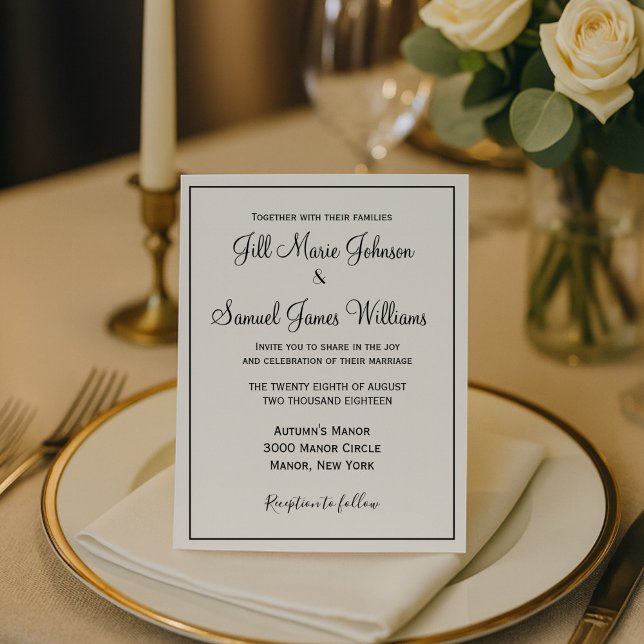 Chic Black and White Wedding Invitation (Creator Uploaded)