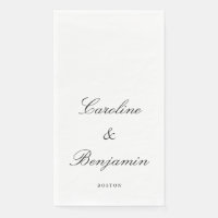 Chic Black and White Wedding Names and City Script