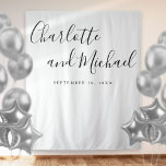 Chic Black And White Wedding Photo Booth Backdrop Tapestry<br><div class="desc">Featuring chic typography script,  this chic wedding photo booth backdrop can be personalized with your names and special date. Designed by Thisisnotme©</div>