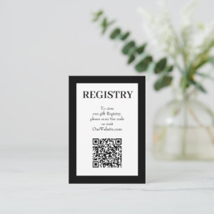 Chic Black and White Wedding Registry QR Code Enclosure Card