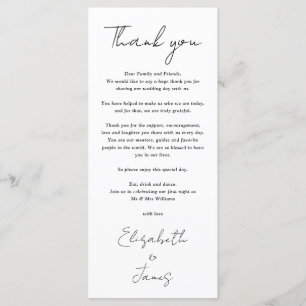 Chic Black And White Wedding Thank You Place Card