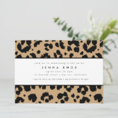 Chic Black Animal Print Leopard Bridal Shower Invitation (Standing Front)