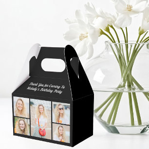 Chic Black Birthday Photo Collage Party Favor Box