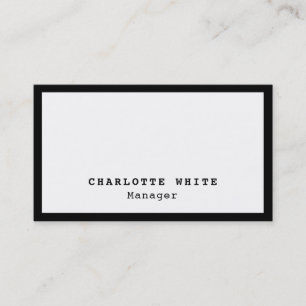 Chic Black Border White Professional Modern Plain Business Card