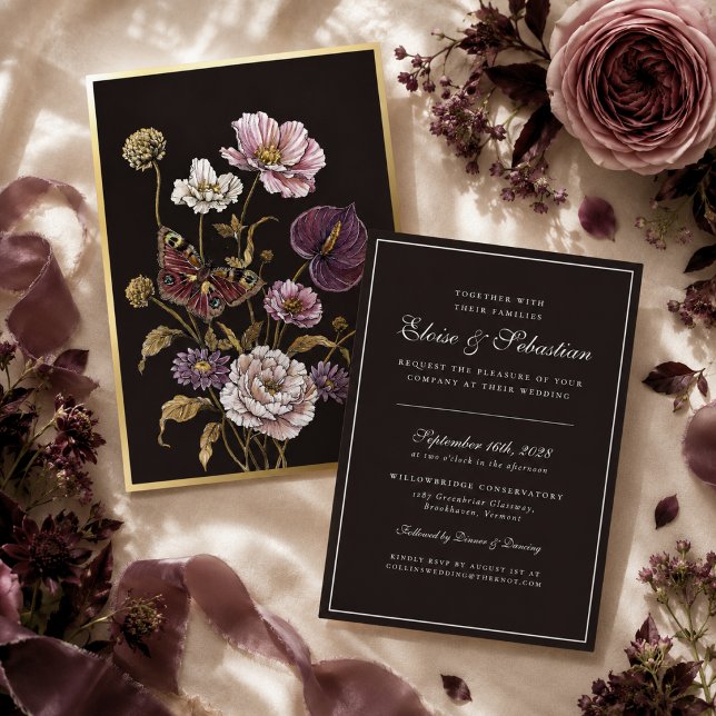 Chic Black Botanical Butterfly All-in-One Wedding  (Creator Uploaded)