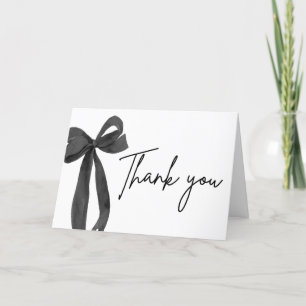 Chic Black Bow Coquette Carte de remerciements de