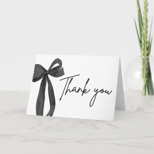 Chic Black Bow Coquette Carte de remerciements de  (Devant)