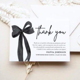 Chic Black Bow Coquette Carte de remerciements de 