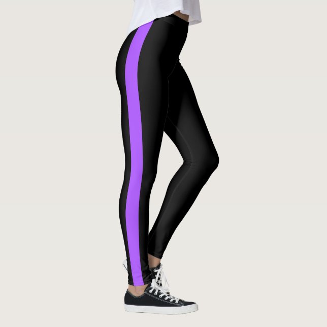 Chic Black Bright Purple Side Panel Leggings (Right)