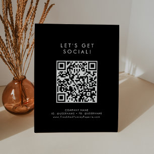Chic Black Business Let's Get Social Media Pedestal Sign