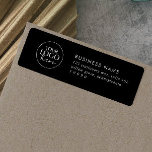 Chic Black Business Logo Return Address Label