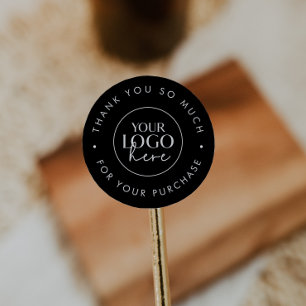 Chic Black Business Logo Thank You For Order Classic Round Sticker