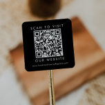Chic Black Business Wedding Website QR Code Square Sticker<br><div class="desc">This chic black business or wedding website qr code square sticker is perfect for a small business owner or for a wedding. The simple dark design features classic minimalist black and white typography with a stylish sophisticated feel. Customizable in any colour. Personalize with your website.</div>