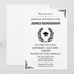 Chic Black Calligraphy Graduation Party 2025 Invitation