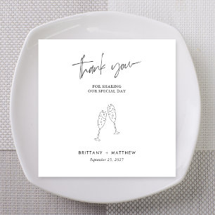 Chic Black Cursive Wedding Thank You Napkins