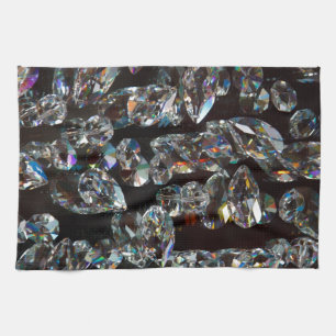 Chic Black Diamond Chrystal Abstract Pattern Gifts Kitchen Towel